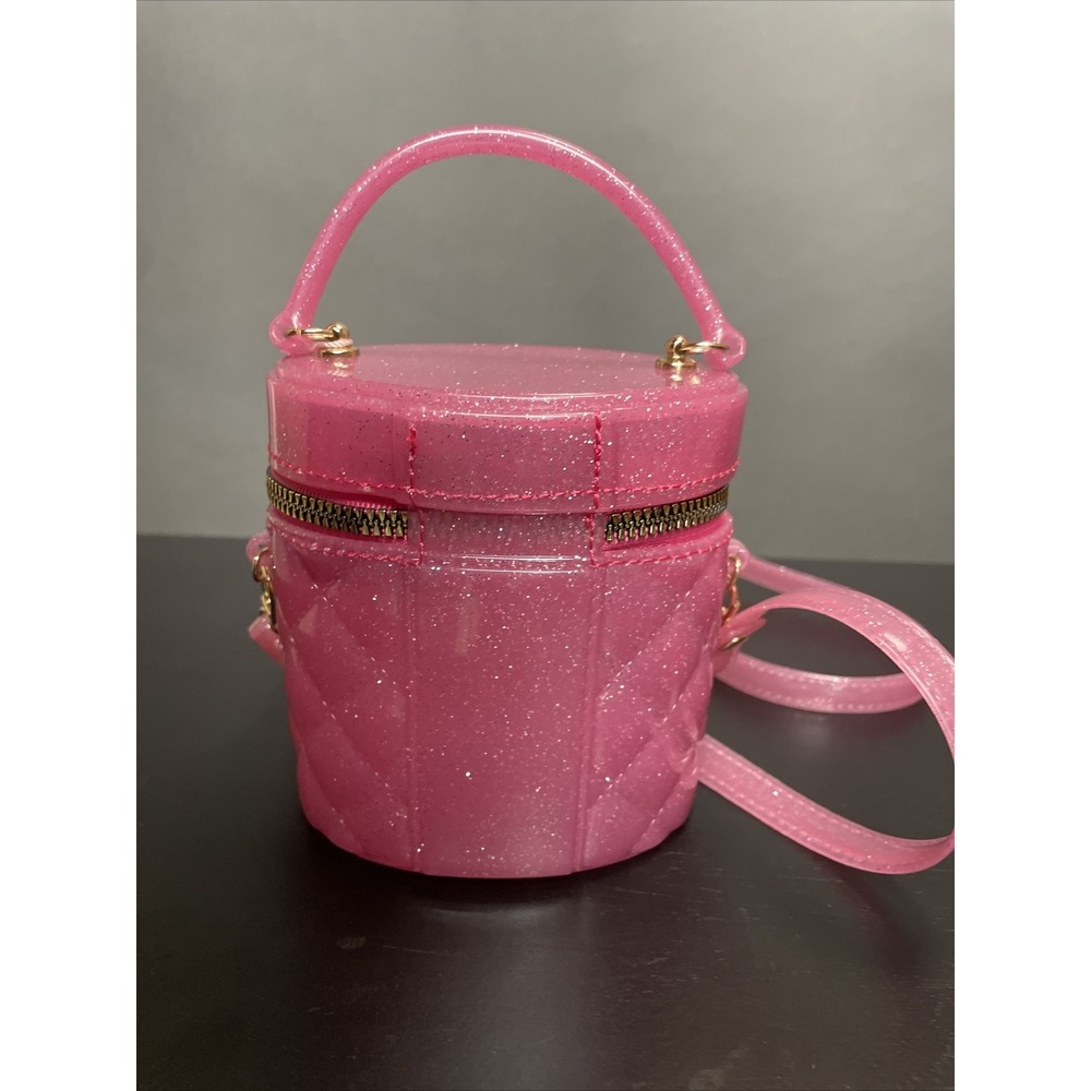 pink jelly quilted glitter Barbie core mini purse Detachable Strap New - Picture 4 of 8